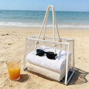 <b>Large</b> Capacity Transparent Pvc Jelly Tote - Women's Waterproof Shoulder <b>Bag</b> With Detachable Pouch for Daily Use - Product Image 2