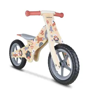Bicicleta para correr de madera para niños, bici de equilibrio de madera con logotipo personalizado, precio de fábrica, para caminar