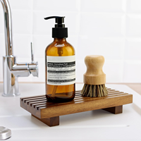 Support en bois d'acacia pour plateau de comptoir de salle de bain, décoration, porte-savon double pour évier de cuisine