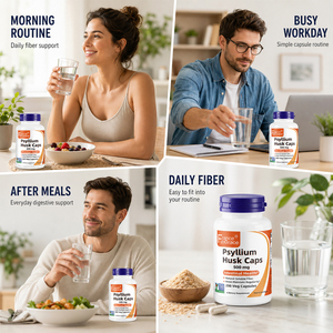 Complément alimentaire à base de psyllium en marque privée Shecome, soutien pour la santé digestive et prébiotique pour adultes, 200 capsules de psyllium - Product Image 2