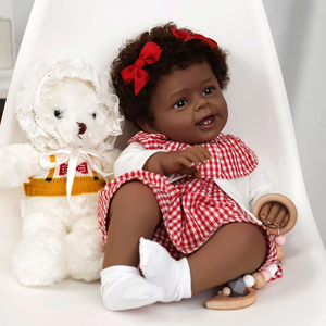 Bébé réaliste de 22 pouces, bébé reborn, bébé réaliste, <span class=keywords><strong>Yannik</strong></span> Bebe reborn, fille, jupe à carreaux, corps en tissu doux au toucher - Product Image 6