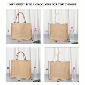 Sac fourre-tout de plage vierge en jute écologique pour sublimation, idéal pour cadeaux promotionnels, fabriqué en Europe pour les acheteurs de sacs en jute. - Product Image 3