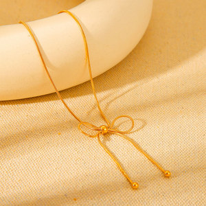จี้สร้อยคอรูปโบว์ชุบทอง 14k 18k ทำจากสแตนเลส 316L สำหรับผู้หญิง ขายส่ง - Product Image 3