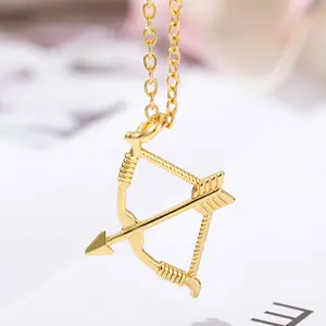 Bow And Arrow Pendants Necklace For Women Gothic Cupid Arrow Stainless Steel Necklace Clavicle Chain Gift Jewelry Accessories