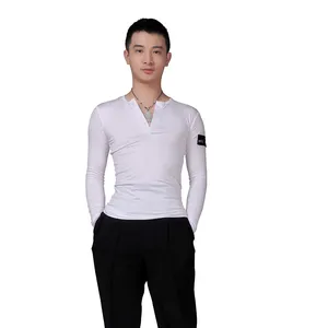 2025 nuevo traje de baile de <span class=keywords><strong>Salsa</strong></span> para hombre, conjunto de camisa y pantalones latinos elásticos para actuación - Product Image 1