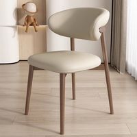Chaise de salle à manger en métal de style nordique avec revêtement en cuir, design sans accoudoirs, dossier moderne pour la maison et les restaurants