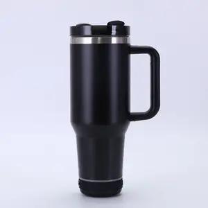 Mug speaker Bluetooth baja tahan karat cangkir Mobil Portabel vakum ganda 40 oz dengan sedotan dan Bluetooth