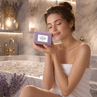 Savon exfoliant artisanal à l'extrait de lavande, exfoliation douce, nettoyage en profondeur, hydratant, pour le visage et le corps, OEM ODM 100g