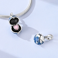 MULA Breloques en Gros Originales en Argent Sterling 925 Certifié GDTC, Pendentif Carte du Monde Ouvrable, Compatible Bracelet et Collier Originaux, Bijoux DIY pour Femme