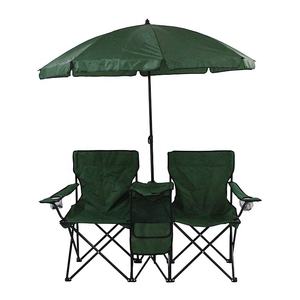 Chaise de plage pliable double, portable, bon marché, avec parasol et sac isotherme - Product Image 2