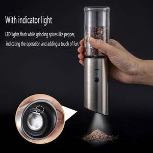 Moulin à épices électrique automatique à gravité rechargeable en acier inoxydable, moulin à sel et à poivre de l'Himalaya - Product Image 2