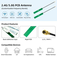 Antenne PCB double bande 2,4 GHz 5,8 GHz, adhésive interne, à gain élevé, connecteur UFL I P E X pour routeur