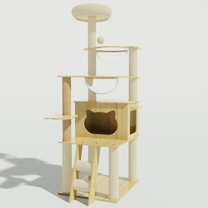 Modern luxury cat climbing <b>frame</b> with classic wooden design and sisal jumping platform - Product Image 3