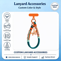 Porte-clés en corde nouée à la main, lanière de poignet tressée color block, avec poney en résine mignon, patch de téléphone en TPU, couleurs Orange, Teal, Menthe, cadeau