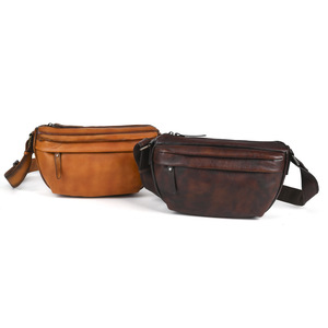 Leather Crossbody <b>Bag</b> Brown Coffee Genuine Leather Men's Chest <b>Bag</b> Durable Everyday Outfits - Product Image 5