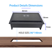 Prise de courant de bureau escamotable EU avec chargeur sans fil / Prise électrique dissimulée pour table avec ports USB