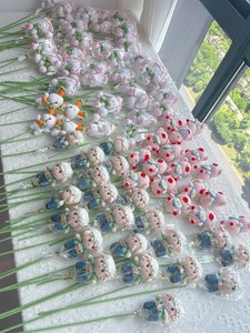 Bouquet de cochons en crochet de qualité supérieure - Bouquet de <span class=keywords><strong>fleurs</strong></span> en animaux tricotés à la main exquis de haute qualité Cadeau - Product Image 3