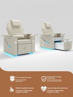 Fauteuil de pédicure en cuir réglable avec massage par vibration, bain à remous sans tuyauterie, système de jets, lampe LED 7 couleurs, pliable