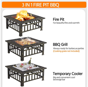 34 pollici 3 in 1 acciaio <span class=keywords><strong>grande</strong></span> carbone di <span class=keywords><strong>legna</strong></span> ardente fuoco Pit tavolo barbecue all'aperto Grill da campeggio all'aperto uso <span class=keywords><strong>cucina</strong></span> facile assemblato - Product Image 4