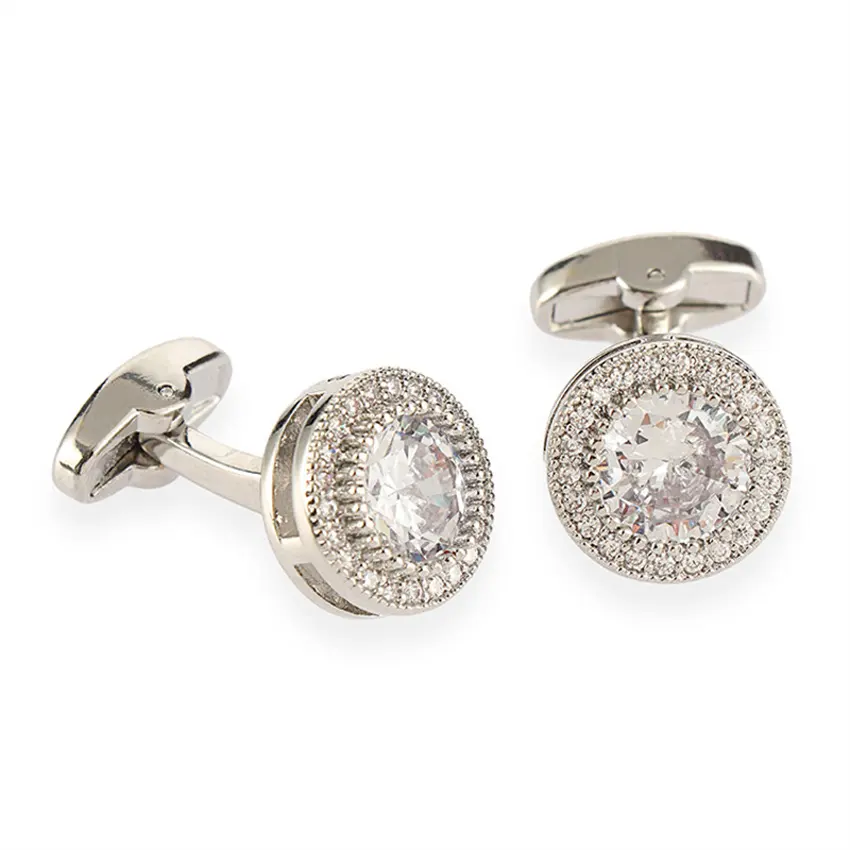 Custom logo fashion decoration gift light luxury shirt gemstone diamond cufflinks shell cuff links
