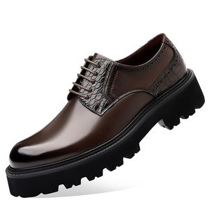Nouvelles Chaussures Homme en Cuir Véritable à Lacets Respirantes Légères Antidérapantes à Semelle Épaisse en Cuir Verni pour Bureau, Carrière et Mariage - Product Image 6