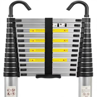 Échelle télescopique simple en aluminium avec main courante, échelle portable réglable en aluminium pour accès au camping-car et à la tente de toit