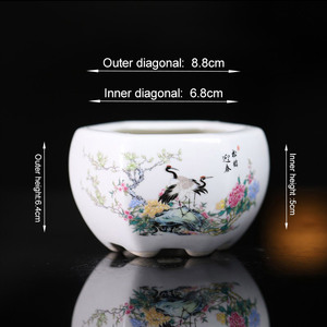 Vaso per Fiori Mini in Ceramica Smaltata Blu e Bianco Classico, Ecologico, con Motivo Irregolare, per Bonsai, Design Dipinto a Mano - Product Image 4