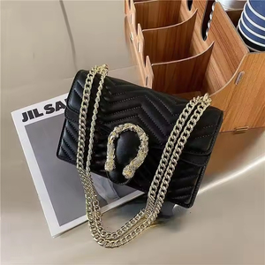 Wholesale Fashion PU Leather Women's Customized Color Zipper Closure Chain <b>Square</b> Shape Multi-function Shoulder Crossbody - Product Image 2