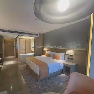 Ensemble de meubles de chambre d'hôtel 3 étoiles abordable : Lit king-size avec tête de lit capitonnée, table de chevet, meuble TV et canapé pour suite d'hôtel - Product Image 5