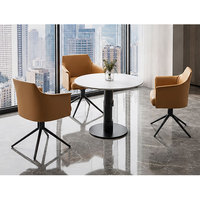 Ensemble de table de négociation en faux marbre moderne pour restaurant, avec fauteuils pivotants à 360° en cuir PU, pour bureau, hôtel, café, réception