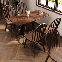 Ensemble de table à manger, mobilier de restaurant, tables et chaises vintage en bois massif pour restaurant occidental et bistro