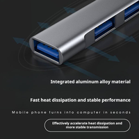 Hub USB 3.0 Tipe-C 4 Port Pabrikasi dengan Antarmuka Ganda, Adaptor Multi-Splitter dari Aluminium Alloy, OTG untuk Ponsel dan Komputer, Tersedia