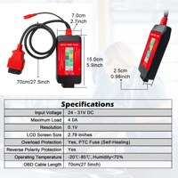 WOYO CTB007 TRUCK 24V a 12V-14.5V OBDII Caja de Conexión Herramienta de Diagnóstico de 16 Pines para Camiones de Trabajo Pesado