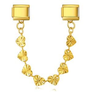 Bracelet modulaire italien en acier inoxydable avec pendentif cœur, double crochet, chaîne élastique à assembler soi-même, bijou unisexe, cadeau - Product Image 5