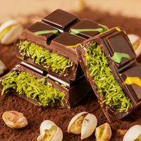 Chocolats en gros directement de l'usine, chocolat halal de Dubaï, 60g, chocolat artisanal pur à la confiture de pistache, barre de chocolat en boîte, en-cas asiatiques sucrés