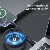 Câble magnétique USB-A Type-C personnalisé avec logo, en nylon/PVC tressé, noyau en cuivre pur, charge rapide, longueur personnalisée, couleur, emballage extérieur, compatible iOS