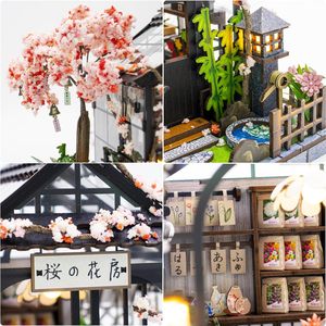 Hamaileon - Casa de Flores de Cerezo Japonesa Ecológica para Hacer Uno Mismo, Rompecabezas de <span class=keywords><strong>Madera</strong></span> 3D, Kit de Casa de Muñecas <span class=keywords><strong>en</strong></span> Miniatura, Luces LED, Manualidades, Regalos - Product Image 5