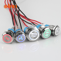 Interrupteurs à bouton-poussoir en métal LED éclairés personnalisés Abei avec logo, 16 mm, 19 mm, 22 mm, 12 volts, étanches, en acier inoxydable