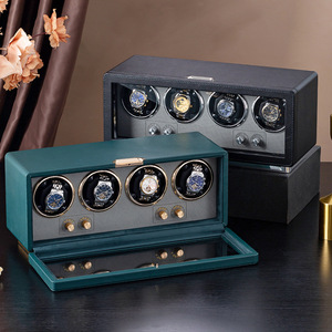 Luxury 4-Slots Mechanical <strong>Watch</strong> <strong>Winder</strong> with Mute Self-Pendulum Motor LED Lighting <strong>Watch</strong> <strong>Box</strong> for Household Use Two Control Knobs - Product Image 3