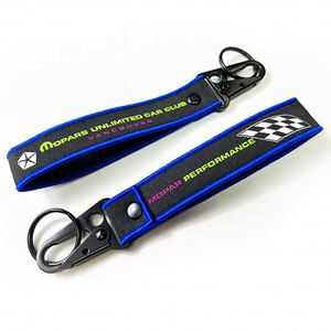 <b>Custom</b> Logo Silk Screen Printing Strap Wrist Woven Embroidery Keychain Lanyard Short <b>Key</b> Chain - Product Image 4