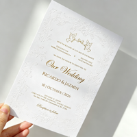 Invitaciones de Boda de Lujo con Grabado en Relieve y Lámina Dorada, Diseño Floral Personalizado con Rosas, Invitación de Papel, Kit de Papelería para Matrimonio