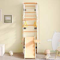 Ensemble de barres murales multifonctionnelles 6 en 1 pour enfants avec balançoires, structure d'escalade en bois, support mural pour outils d'intérieur