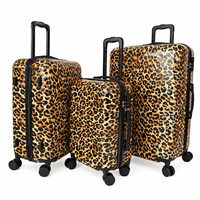 Valise à roulettes JX personnalisée à imprimé léopard en ABS+PC, 20/24/28 pouces, coque rigide, ensemble de bagages légers pour les voyages