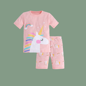 OA 60 giorni OEM ODM 100% <span class=keywords><strong>pigiama</strong></span> a manica corta per ragazze in cotone 2 pz da 3 a 8 anni pigiami estivi per bambine - Product Image 4