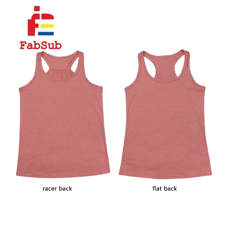 Yeni Heather renk Tank Top süblimasyon Racer geri düz geri süblimasyon Polyester pamuk Tank Top kadınlar Lady Tank Tops