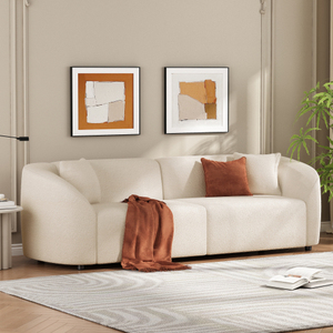87" Square Contemporary <b>Sofa</b> Set in Beige Plush Seating with Streamlined Design Durable <b>Frame</b> Convertible Features for Villa Use - Product Image 1