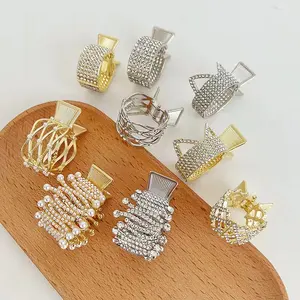 Pinzas para el pelo con forma de pez y gato pequeño para mujer, accesorios para el cabello con perlas de cristal de aleación para novia