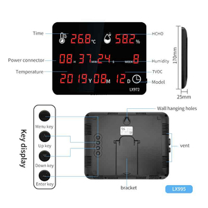 LX972-E kỹ thuật số Đồng hồ treo tường Nhiệt kế với âm thanh & ánh sáng báo động độ chính xác cao ẩm kế & Lịch cho kho nhà kính sử dụng - Product Image 2