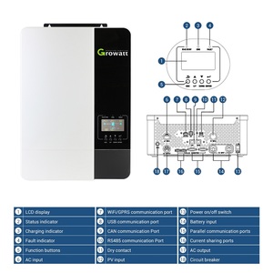 GROWATT Gran Oferta, Stock Disponible, Inversor Solar Off-Grid de 5KW 48V <span class=keywords><strong>SPF</strong></span> <span class=keywords><strong>5000</strong></span> <span class=keywords><strong>ES</strong></span>, Paralelo 9 Unidades 45KW WIFI GPRS para Almacenamiento en el Hogar - Product Image 2