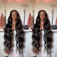 Perruques Lace Front HD 26 pouces en cheveux humains vierges brésiliens, sans colle, ondulation lâche, transparentes 13x6, double densité, nœuds blanchis, noires